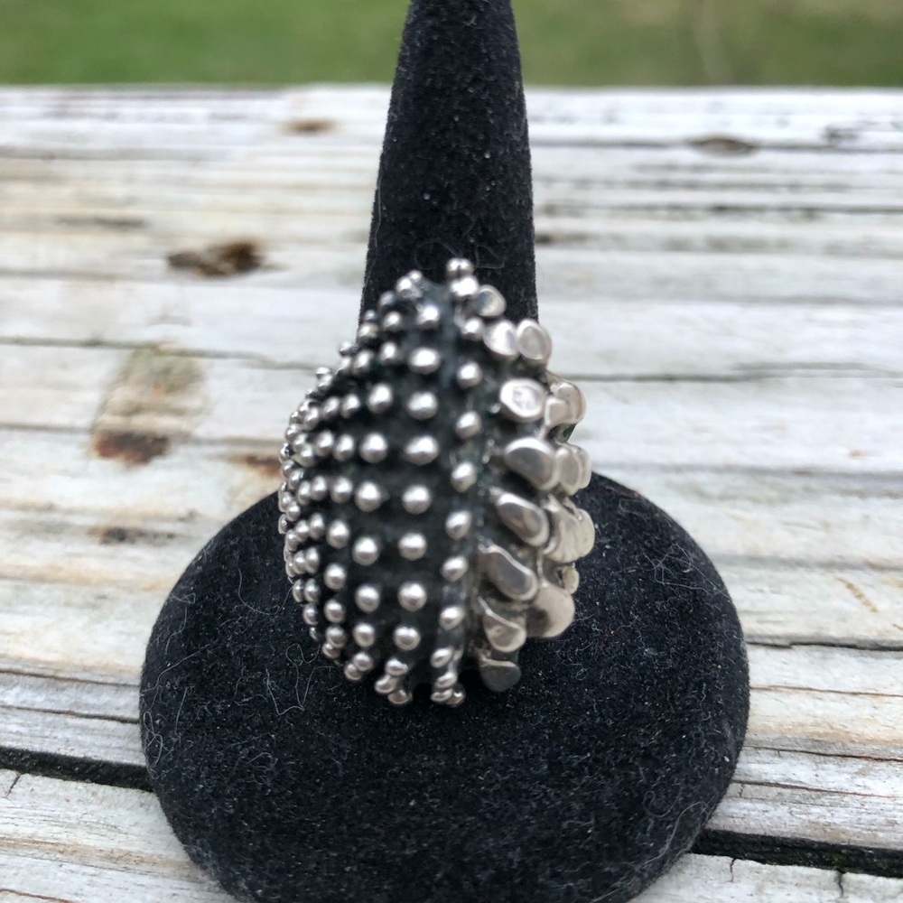 Vintage sterling silver modernist textured ring….heavy…6 1/4